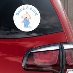 Sticker Bébé à bord garçon peluche