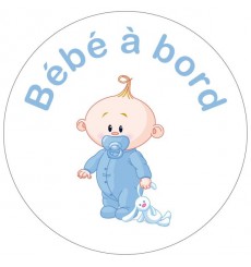 Sticker Bébé à bord garçon peluche