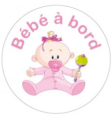 Sticker Bébé à bord fille hochet