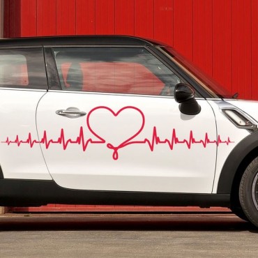 Sticker Battements de coeur - stickers coeur & stickers auto - stickmycar.fr