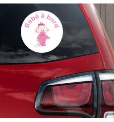 Sticker Bébé à bord fille peluche