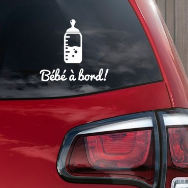 Sticker Bébé à bord biberon - stickers bébé à bord & autocollant voiture - stickmycar.fr