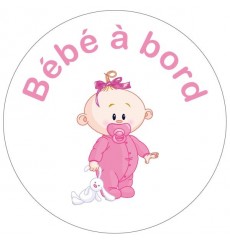 Sticker Bébé à bord fille peluche