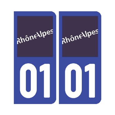 Sticker plaque Ain 01 - Pack de 2 - auvergne-rhône-alpes & stickers auto - stickmycar.fr