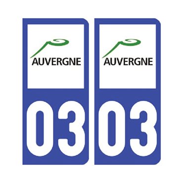 Sticker plaque Allier 03 - Pack de 2 - auvergne-rhône-alpes & stickers auto - stickmycar.fr