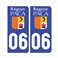 Sticker plaque Alpes-Maritimes 06 - Pack de 2 - stickers plaque d'immatriculation & autocollant voiture - stickmycar.fr