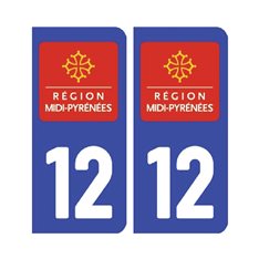 Sticker plaque Aveyron 12 - Pack de 2