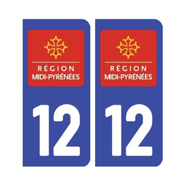 Sticker plaque Aveyron 12 - Pack de 2 - languedoc-roussillon-midi-pyrénées & autocollant voiture - stickmycar.fr