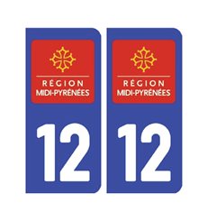 Sticker plaque Aveyron 12 - Pack de 2