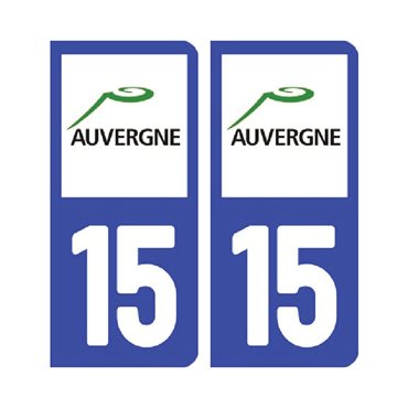 Sticker plaque Cantal 15 - Pack de 2 - auvergne-rhône-alpes & stickers auto - stickmycar.fr