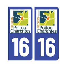 Sticker plaque Charente 16 - Pack de 2