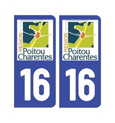Sticker plaque Charente 16 - Pack de 2