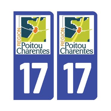 Sticker plaque Charente-Maritime 17 - Pack de 2 - aquitaine-limousin-poitou-charentes & stickers auto - stickmycar.fr