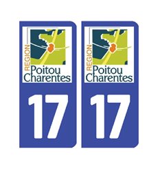 Sticker plaque Charente-Maritime 17 - Pack de 2