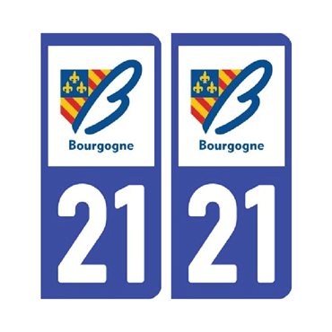 Sticker plaque Côte-d'Or 21 - Pack de 2 - bourgogne-franche-comté & autocollant voiture - stickmycar.fr