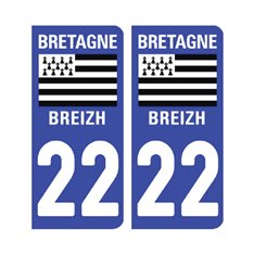 Sticker plaque Côtes d'Armor 22 - Pack de 2