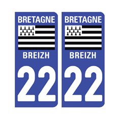 Sticker plaque Côtes d'Armor 22 - Pack de 2