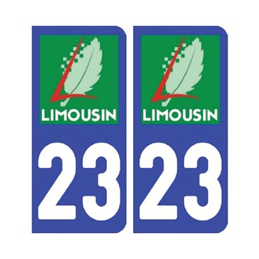 Sticker plaque Creuse 23 - Pack de 2 - aquitaine-limousin-poitou-charentes & autocollant voiture - stickmycar.fr