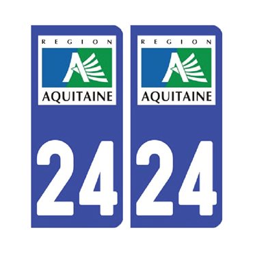 Sticker plaque Dordogne 24 - Pack de 2 - aquitaine-limousin-poitou-charentes & stickers auto - stickmycar.fr