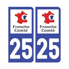 Sticker plaque Doubs 25 - Pack de 2