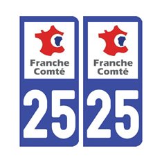 Sticker plaque Doubs 25 - Pack de 2