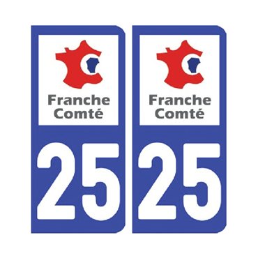 Sticker plaque Doubs 25 - Pack de 2 - bourgogne-franche-comté & autocollant voiture - stickmycar.fr