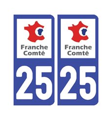 Sticker plaque Doubs 25 - Pack de 2