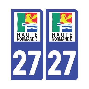 Sticker plaque Eure 27 - Pack de 2 - normandie & autocollant voiture - stickmycar.fr