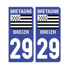 Sticker plaque Finistère 29 - Pack de 2