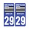 Sticker plaque Finistère 29 - Pack de 2 - bretagne & autocollant voiture - stickmycar.fr