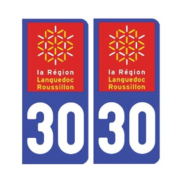 Sticker plaque Gard 30 - Pack de 2 - languedoc-roussillon-midi-pyrénées & stickers auto - stickmycar.fr