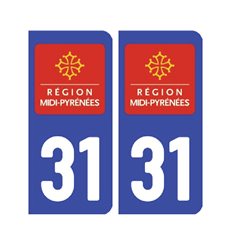 Sticker plaque Haute-Garonne 31 - Pack de 2