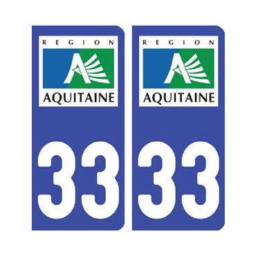 Sticker plaque Gironde 33 - Pack de 2 - aquitaine-limousin-poitou-charentes & autocollant voiture - stickmycar.fr
