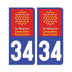 Sticker plaque Hérault 34 - Pack de 2