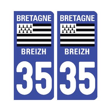 Sticker plaque Ille-et-Vilaine 35 - Pack de 2 - bretagne & autocollant voiture - stickmycar.fr