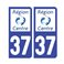 Sticker plaque Indre-et-Loire 37 - Pack de 2 - centre-val de loire & autocollant voiture - stickmycar.fr