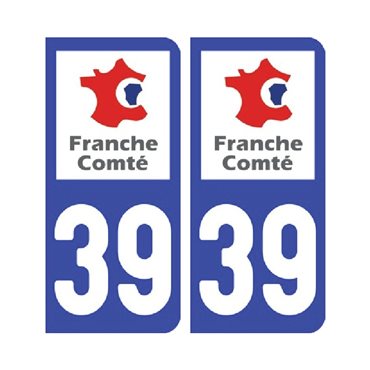 Sticker plaque Jura 39 - Pack de 2 - bourgogne-franche-comté & autocollant voiture - stickmycar.fr