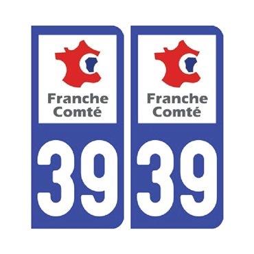 Sticker plaque Jura 39 - Pack de 2 - bourgogne-franche-comté & autocollant voiture - stickmycar.fr