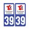 Sticker plaque Jura 39 - Pack de 2 - bourgogne-franche-comté & autocollant voiture - stickmycar.fr