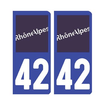 Sticker plaque Loire 42 - Pack de 2 - auvergne-rhône-alpes & stickers auto - stickmycar.fr