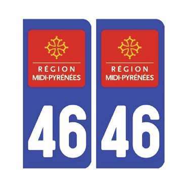 Sticker plaque Lot 46 - Pack de 2 - languedoc-roussillon-midi-pyrénées & stickers auto - stickmycar.fr