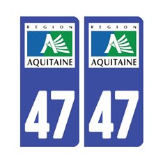 Sticker plaque Lot-et-Garonne 47 - Pack de 2
