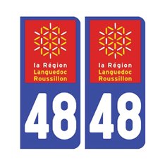 Sticker plaque Lozère 48 - Pack de 2