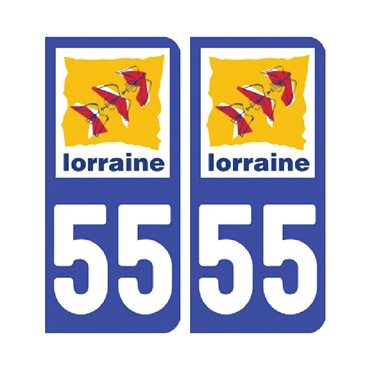 Sticker plaque Meuse 55 - Pack de 2 - alsace-champagne-ardenne-lorraine & autocollant voiture - stickmycar.fr
