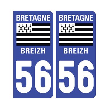 Sticker plaque Morbihan 56 - Pack de 2 - bretagne & stickers auto - stickmycar.fr