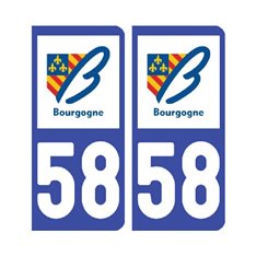 Sticker plaque Nièvre 58 - Pack de 2