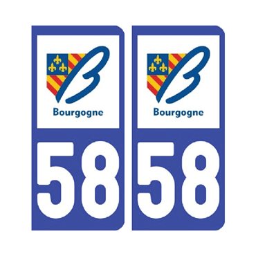 Sticker plaque Nièvre 58 - Pack de 2 - bourgogne-franche-comté & stickers auto - stickmycar.fr