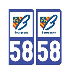 Sticker plaque Nièvre 58 - Pack de 2