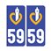 Sticker plaque Nord 59 - Pack de 2 - nord-pas-de-calais-picardie & autocollant voiture - stickmycar.fr
