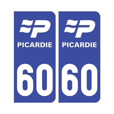 Sticker plaque Oise 60 - Pack de 2 - nord-pas-de-calais-picardie & stickers auto - stickmycar.fr